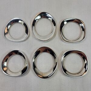 Heavy Metal NAPKIN RINGS Set of 6 Silver Plated Square Oval Triangle Geometric